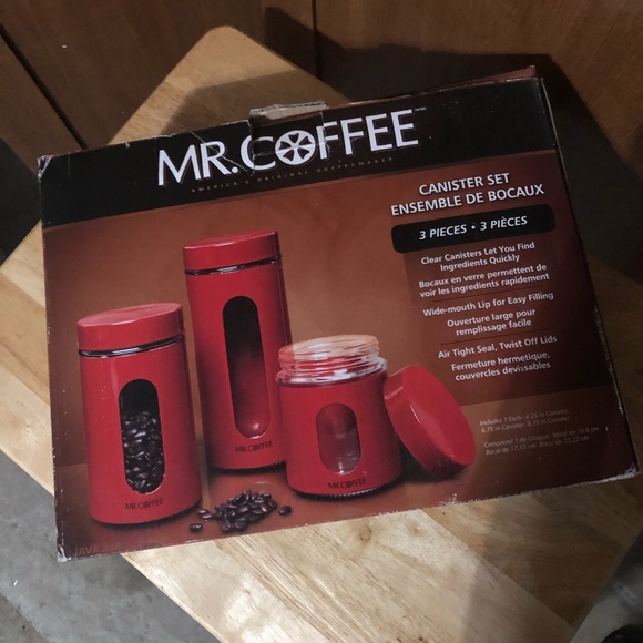 🆕 Mr.coffee RED 3 pieces canister set